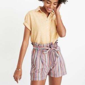 MADEWELL High Waisted Paper Bag Rainbow Oversized Baggy Shorts Size 4
